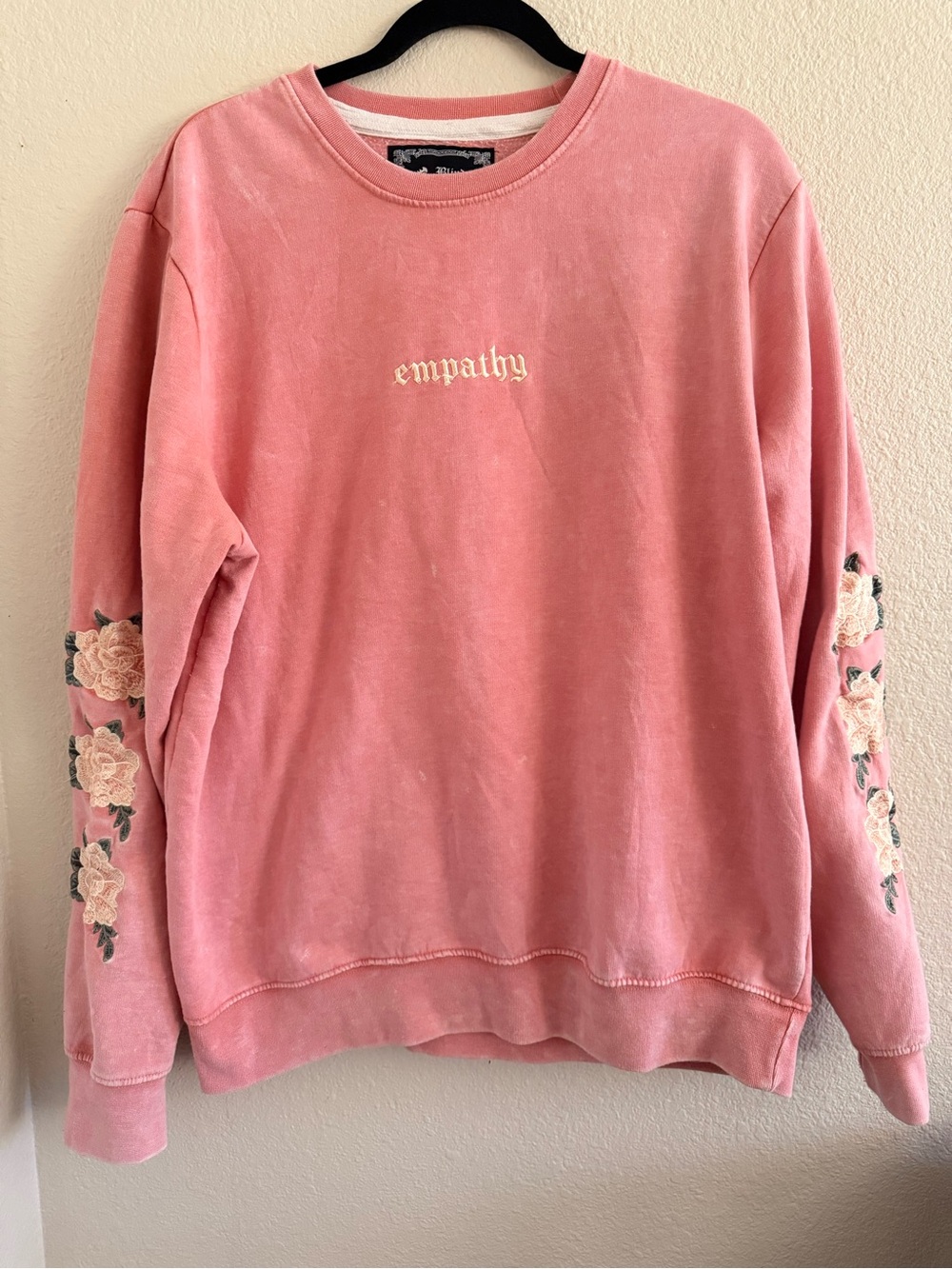 Empathy Embroidered Crewneck Sweater - Pink